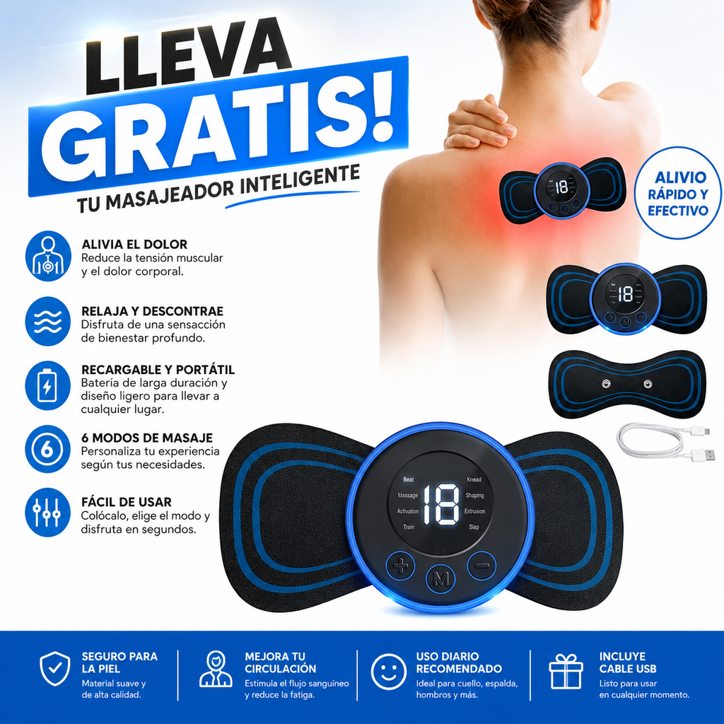 🔥 Compra 1 y Llévate 2 – Pistola de Masaje AlivioPulse Elite + Mini Masajeador GRATIS